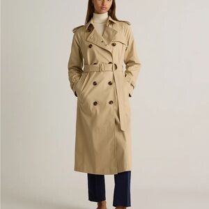 Quince Comfort Stretch Long Double-Breasted Trench Coat